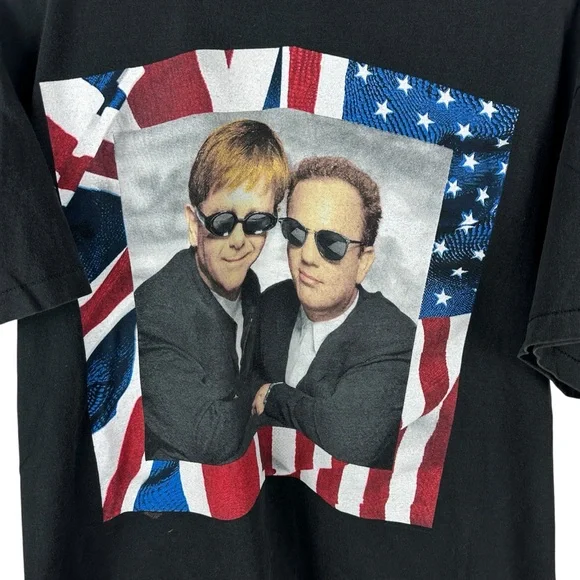 Vintage 1994 Billy Joel X Elton John Music Band Tour Black Graphic Shirt Size XL Tees - Short Sleeve
